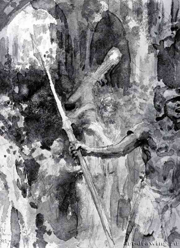 Возношение Креста. 1887 - Бумага, графитный карандашРеализмРоссия