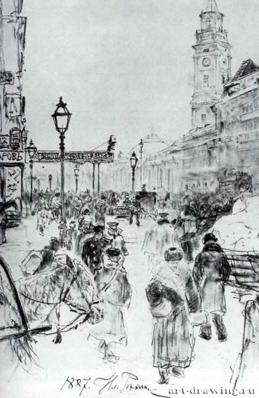 Невский Проспект. 1887 - Бумага, графитный карандашРеализмРоссия