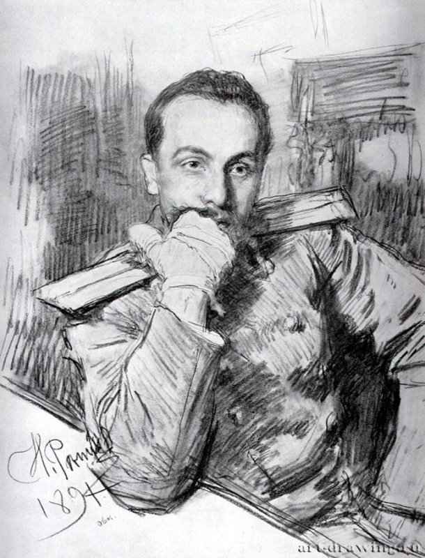 Портрет Александра Жиркевича. 1891 - Бумага, графитный карандашРеализмРоссия