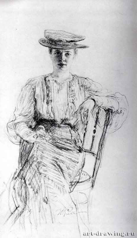 Портрет Наталии Нордман. 1900 - Бумага, графитный карандашРеализмРоссия