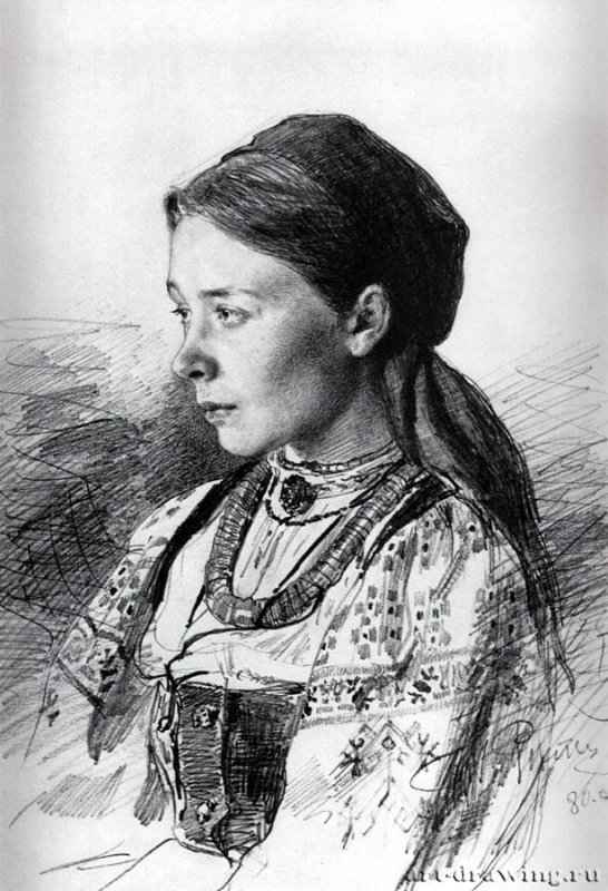 Портрет Марии Арцибашевой. 1880 - Бумага, графитный карандашРеализмРоссия