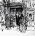 Часовня возле гостиного двор. 1887 - Бумага, графитный карандашРеализмРоссия
