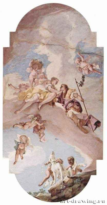 Фрески в палаццо Питти во Флоренции. Венера и Адонис. 1706-1708 - ФрескаБарокко, рококоИталияФлоренция. Палаццо ПиттиКессон первого этажа летнего дома Фердинандо Медичи