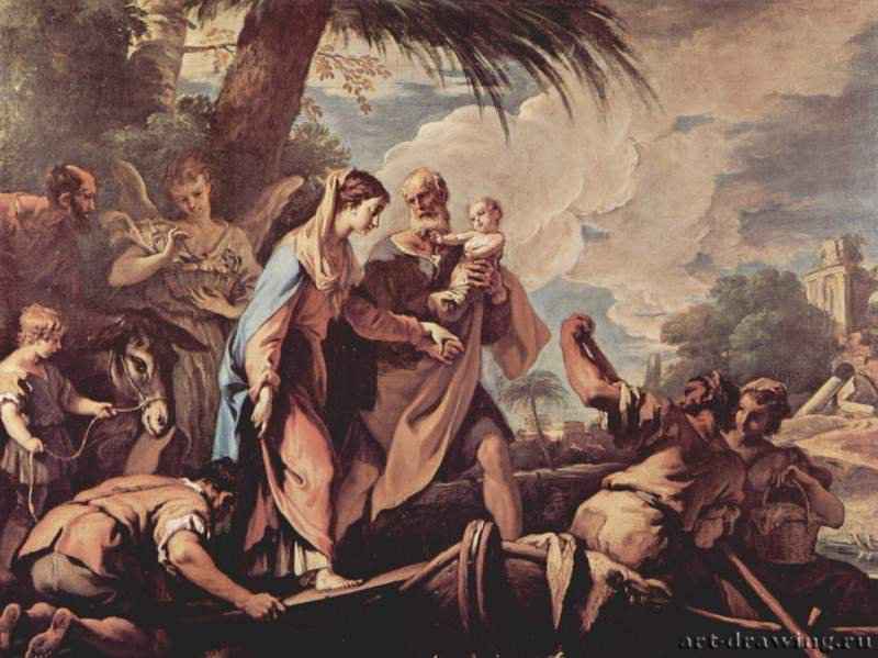 Бегство в Египет. 1713 - 83,7 x 113 смХолст, маслоБарокко, рококоИталияЧатсворт (Дербишир). Собрание графства Девоншир
