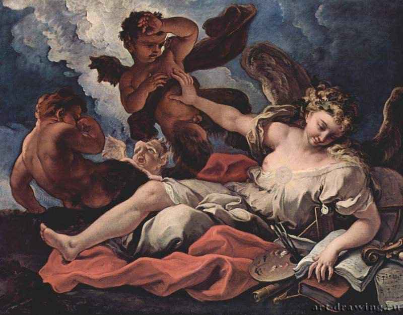 Аллегория искусств. 1690-1694 - 122 x 154 смХолст, маслоБарокко, рококоИталияУдине. Собрание Мартинис