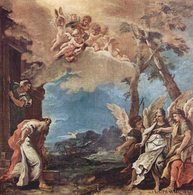 Авраам и ангелы. 1695 * - 88,5 x 87,5 смХолст, маслоБарокко, рококоИталияСент-Этьен. Музей искусства и промышленности