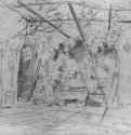 Виноградная терраса в Провансе, 1820 - 1821. - 190 x 251 мм. Карандаш на белой бумаге. Гамбург. Кунстхалле, Гравюрный кабинет.