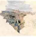 Тиволи, вид на местность правее храма Сивиллы, 1824. - 244 x 310 мм. Карандаш, кисть тушью и цветной акварелью, на белой бумаге. Лейпциг. Музей изобразительных искусств, Собрание графики.