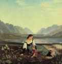 Мать и дитя на лугу. Долина Инна близ Халля. 1823 - 35 x 48 смХолст, маслоРомантизм, бидермейерГерманияВупперталь. Музей фон дер Хейдта