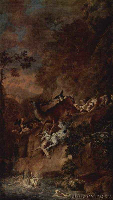 Оленья охота. 1740-1760 - 149 x 85 смХолст, маслоРококоГерманияСанкт-Петербург. Государственный Эрмитаж
