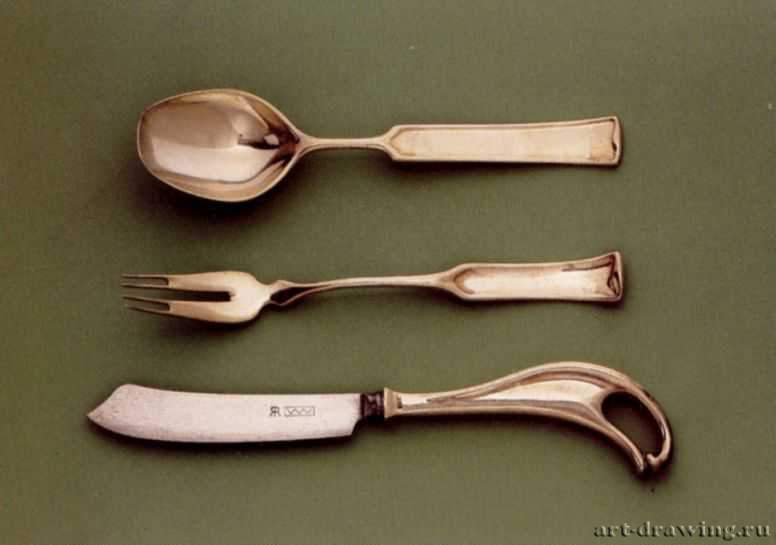 Столовые приборы, 1899 - 1900 г. - Серебро. Мюнхен. Городской музей.