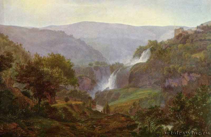 Водопад близ Тиволи. 1800-1810 - 48,5 x 72,1 смБумага на холстеРомантизмГерманияГамбург. Кунстхалле