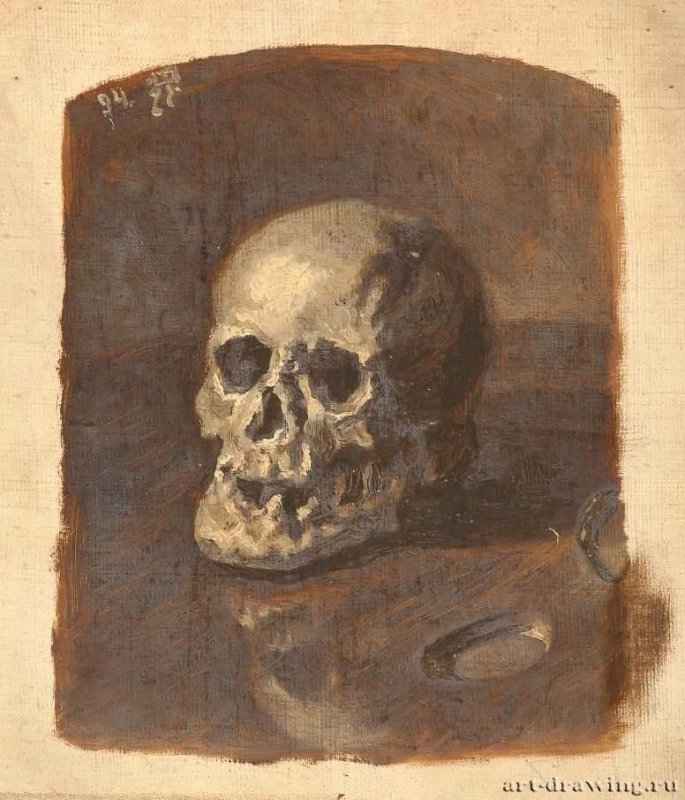 Этюд черепа 1894 г. - Холст, масло; 21 х 16,5 см. Музей Николая Рериха. Нью-Йорк, США.