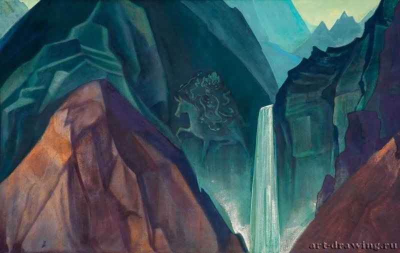 Палден Лхамо 1931 г. - Холст, темпера; 74,2 х 117,5 см. Музей Николая Рериха. Нью-Йорк, США.