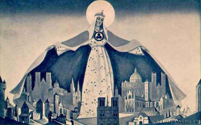 Sancta Protectrix (Святая Покровительница, Мадонна Защитница) 1933 г. - Холст, темпера. Местонахождение неизвестно.