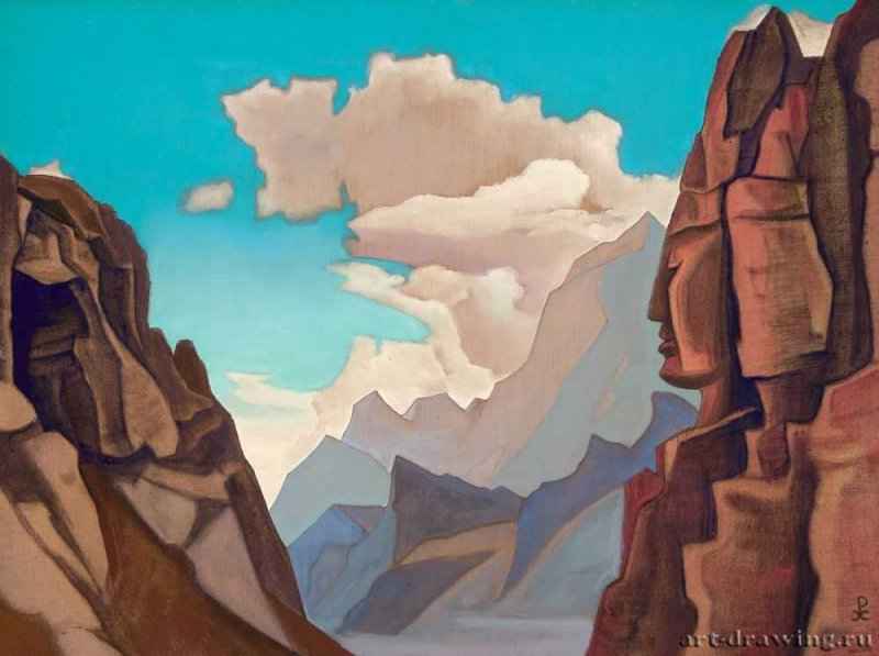 Великий дух Гималаев 1934 г. - Холст, темпера; 76,3 х 102,8 см. Музей Николая Рериха. Нью-Йорк, США.