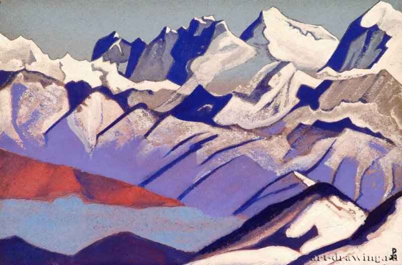 Эверест 1936 г. - Картон, темпера; 30,5 х 45,8 см. Музей Николая Рериха. Нью-Йорк, США.