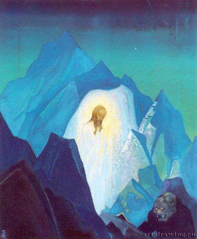 Христос в пустыне. 1933 - СимволизмРоссияМосква. Из коллекции Международного Центра Рерихов