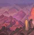 Пророк Магомет (1-ый вариант картины - 1925 г.) 1932 г. - Холст, темпера; 74,2 х 117,3 см. Музей Николая Рериха. Нью-Йорк, США.