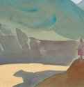 Река Чандра (Эскиз) 1933 г. - Бумага, темпера, карандаш; 16,5 х 25 см. Музей Николая Рериха. Нью-Йорк, США.
