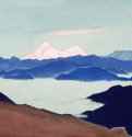 Священные Гималаи 1933 г. - Холст на доске, темпера; 32,8 х 44 см. Музей Николая Рериха. Нью-Йорк, США.