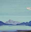 Тибетские озера 1933 г. - Холст на панно, темпера; 33 х 44 см. Музей Николая Рериха. Нью-Йорк, США.