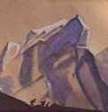Перевал. Буря 1936 г. - Картон, темпера; 30,7 х 45,9 см. Музей Николая Рериха. Нью-Йорк, США.