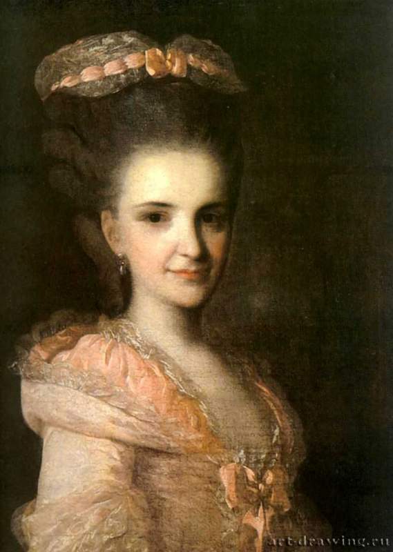 Портрет неизвестной в розовом платье. 1770 * - 58,8 x 46,7 смХолст, маслоРоссияМосква. Государственная Третьяковская галерея