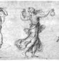 Танцующая между фавнами вакханка. 1515-1520 - Романо, Джулио: Сангина. Вена. Собрание графики Альбертина.