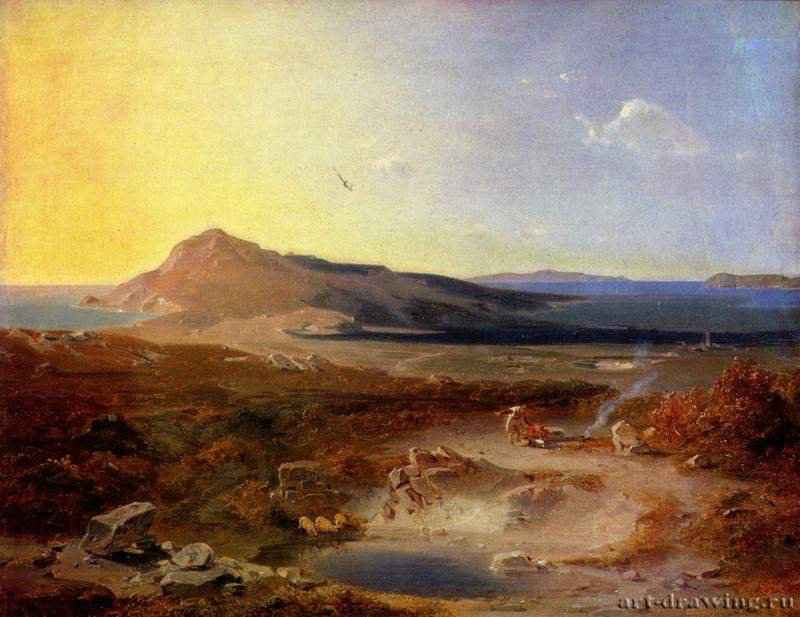 Остров Делос. 1847 - 35,5 x 45,5 смКартон, маслоРомантизмГерманияКарлсруэ. Кунстхалле