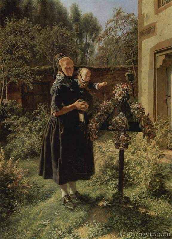 На кладбище в Вилленсхаузене. 1842 - 51,5 x 37,5 смХолст, маслоРеализмГерманияСанкт-Петербург. Государственный Эрмитаж