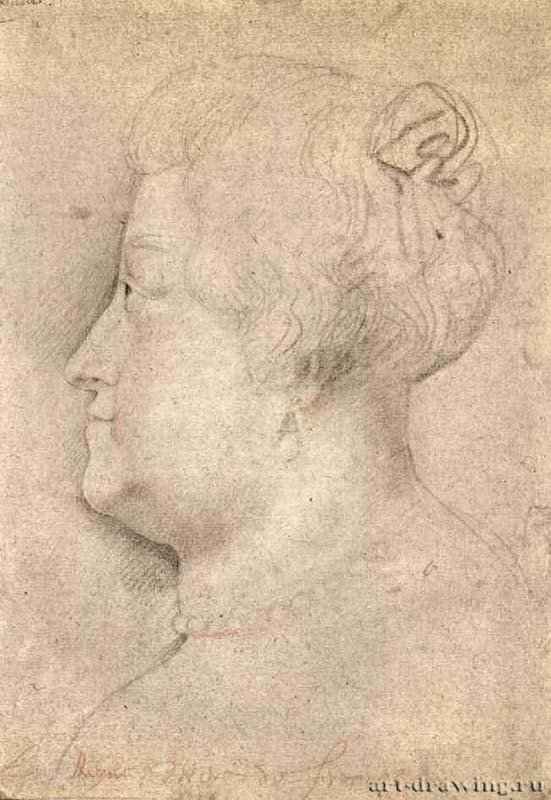 Портрет Марии де Медичи. 1622 - 308 х 215 мм. Черный мел, сангина, подсветка белым. Вена. Собрание графики Альбертина. Фландрия.
