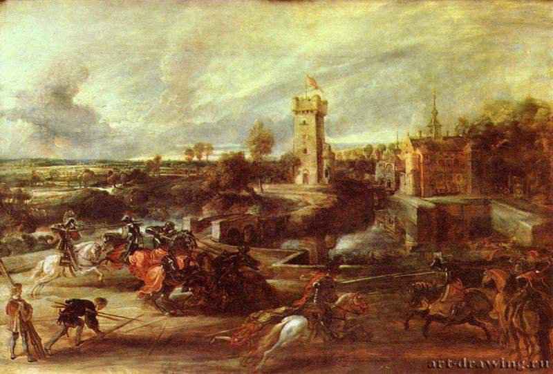 Турнир близ замка. 1635-1640 - 73 x 108 смХолст, маслоБароккоНидерланды (Фландрия)Париж. Лувр