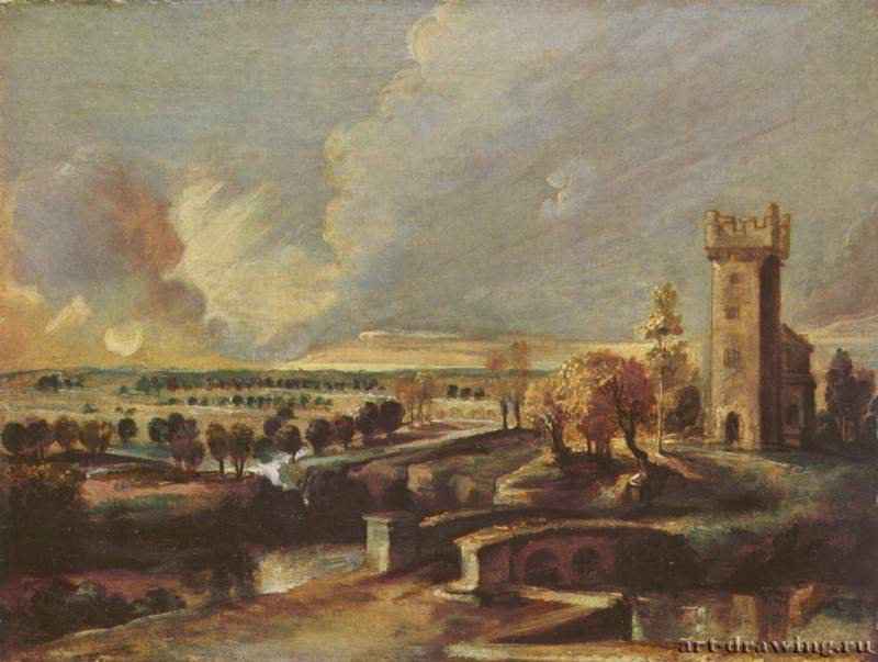 Пейзаж с башней замка Стен. 1638-1640 - 28,2 x 37,4 смДерево, маслоБароккоНидерланды (Фландрия)Оксфорд. Музей Эшмолеан