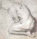 Этюд для святой Марии Магдалины. Первая половина 17 века - 332 х 242 мм. Черный мел, подсветка белым, на бумаге. Лондон. Британский музей, Отдел гравюры и рисунка. Фландрия.