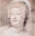 Портрет Марии де Медичи. 1622 - 356 х 278 мм. Черный мел, сангина, подсветка белым, на бумаге. Париж. Лувр, Кабинет рисунков. Фландрия.