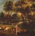 Пейзаж с коровами и охотниками на уток. 1635-1638 - 113 x 176,2 смДерево, маслоБароккоНидерланды (Фландрия)Берлин. Государственные музеи