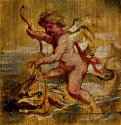 Амур, плывущий верхом на дельфине. 1637-1638 * - 14,5 x 13,3 смДерево, маслоБароккоНидерланды (Фландрия)Брюссель. Королевский музей изящных искусств