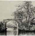 Пейзаж с каменным мостом. 1650 - Черный мел, кисть серым тоном, на бумаге 165 x 205 мм Эрмитаж Санкт-Петербург