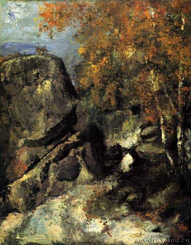 Скалы в лесу Фонтенбло. 1865-1868 - Холст, маслоПостимпрессионизмФранцияЧастное собрание