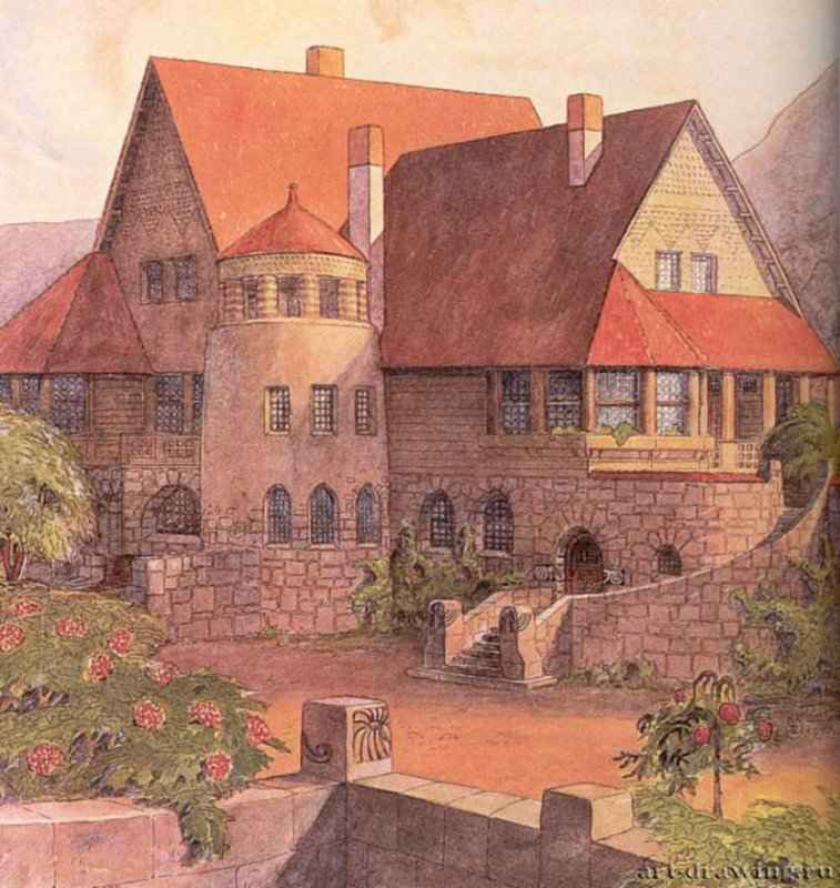 Дом Хвитторп, Киркконумми. Иллюстрация из издания "Современные строительные формы" (1905), 1902 г.
