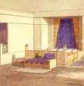 Спальня дома Ремер, Молховзее, 1905 - 1908 г. - Акварель; 22,5 x 22 см. Хельсинки. Музей финской архитектуры. Финляндия.