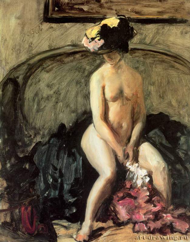  Сидящая обнаженная в черной шляпе, 1900 г. - Холст, масло; 50, 8 х 40,6 см. Лондон. Галерея Тейт.