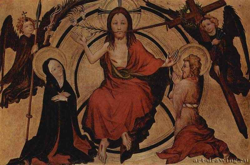 Христос, вершащий Страшный суд. Начало 15 века - 46,5 x 70 смДерево, темпераВысокая готикаГерманияСанкт-Петербург. Государственный ЭрмитажГамбургская школа