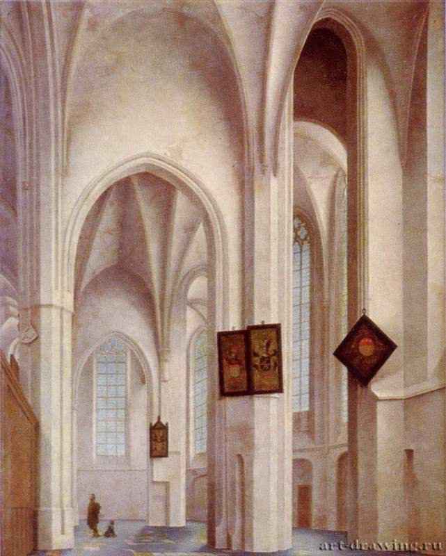 Внутренний вид церкви св. Иакова в Утрехте. 1642 - 55 x 46 см. Дерево. Барокко. Нидерланды (Голландия). Мюнхен. Старая пинакотека.