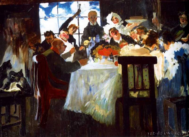 Чаепитие (Трактир), 1911 - 1912 г. - Холст, масло; 93,5 х 128 см. Государственная Третьяковская галерея. Москва. Россия.