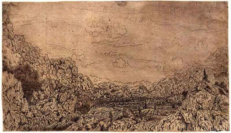 Котловина 1621-1632 - Офорт, коричневый оттиск на грунтованной светло-коричневым тоном бумаге 108 x 187 мм Собрание Лессинга-Розенвальда Дженкинтаун (Пенсильвания)