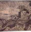 Скалистый пейзаж с плато. 1621-1632 - Офорт и гравюра сухой иглой, синий оттиск на коричневато-желтоватой бумаге, пройдeн гуашью 135 x 188 мм Риксмузеум Амстердам