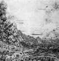 Речная долина с четырьмя деревьями. 1620 - Офорт, черный оттиск на белой бумаге 286 x 473 мм Британский музей Лондон
