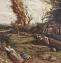 Пастбище с двумя спящими пастушками. Последняя треть 17 века - 108 x 84 смХолст, маслоБароккоНидерланды (Фландрия)Мюнхен. Старая пинакотека